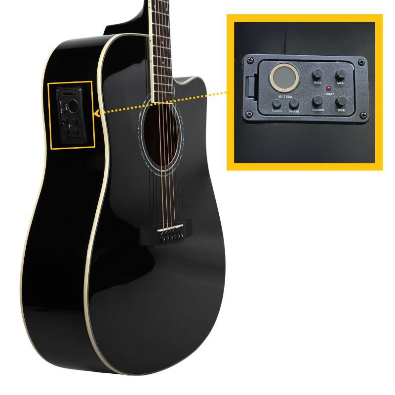 V-TONE VEAG1 CE BK elektro-akustisk guitar 4/4 dreadnought cutaway sort