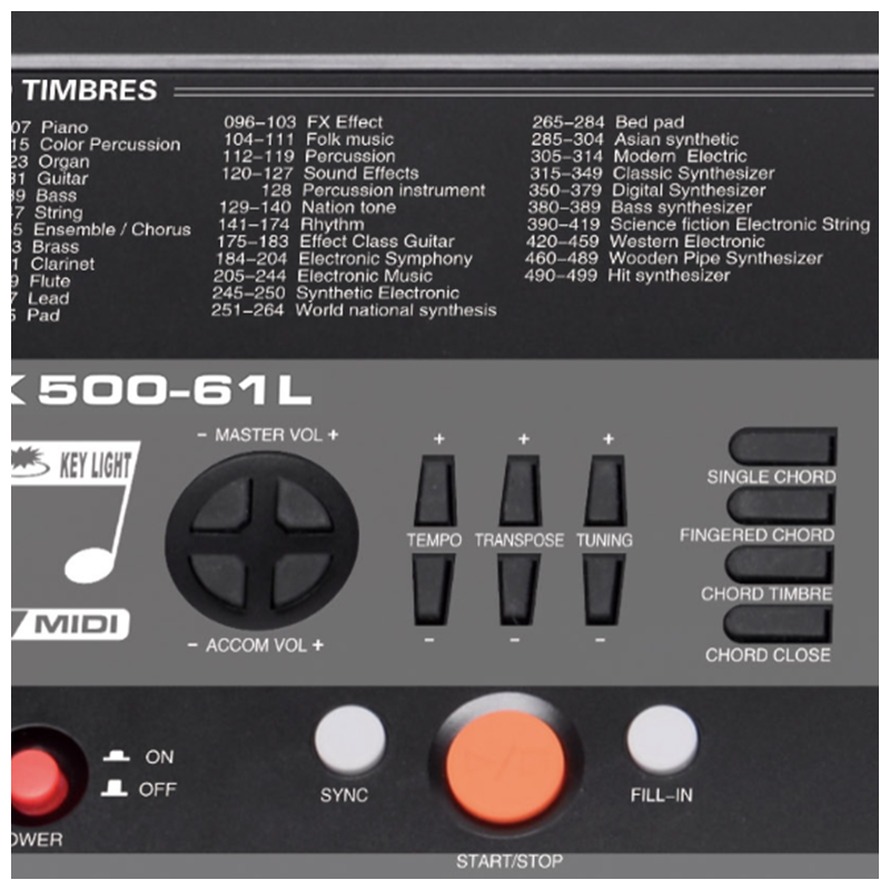 V-TONE VK-500 61L Keyboard – 61 Tangenter med LED Læringsfunktion til Børn og Begyndere