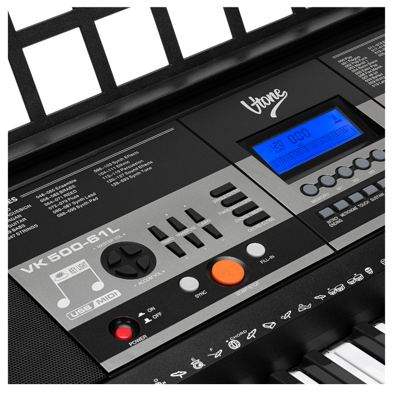 V-TONE VK-500 61L Keyboard – 61 Tangenter med LED Læringsfunktion til Børn og Begyndere