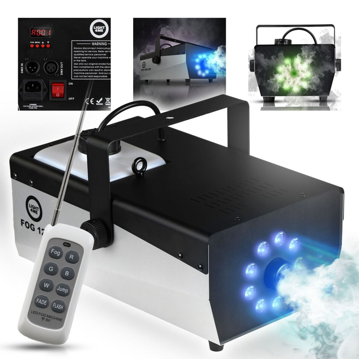 Light4Me Fog 1200 LED V2 Røgmaskine 1200W med RGBW LED & DMX