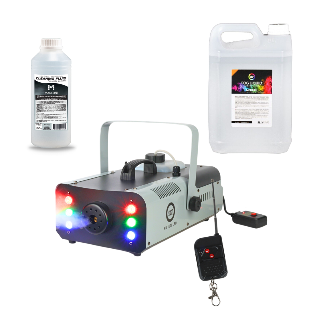 Light4Me FM 1500 LED Røgmaskine 1500W Bundle