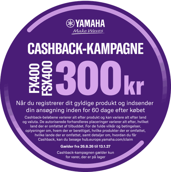 Yamaha cashback-kampagne: få 300 kr. retur – se hvordan